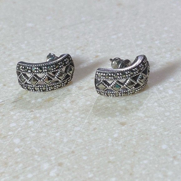 Jewelry - Sterling Silver Marcasite Pierced Post Earrings